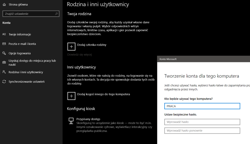 Tworzenie konta komputera